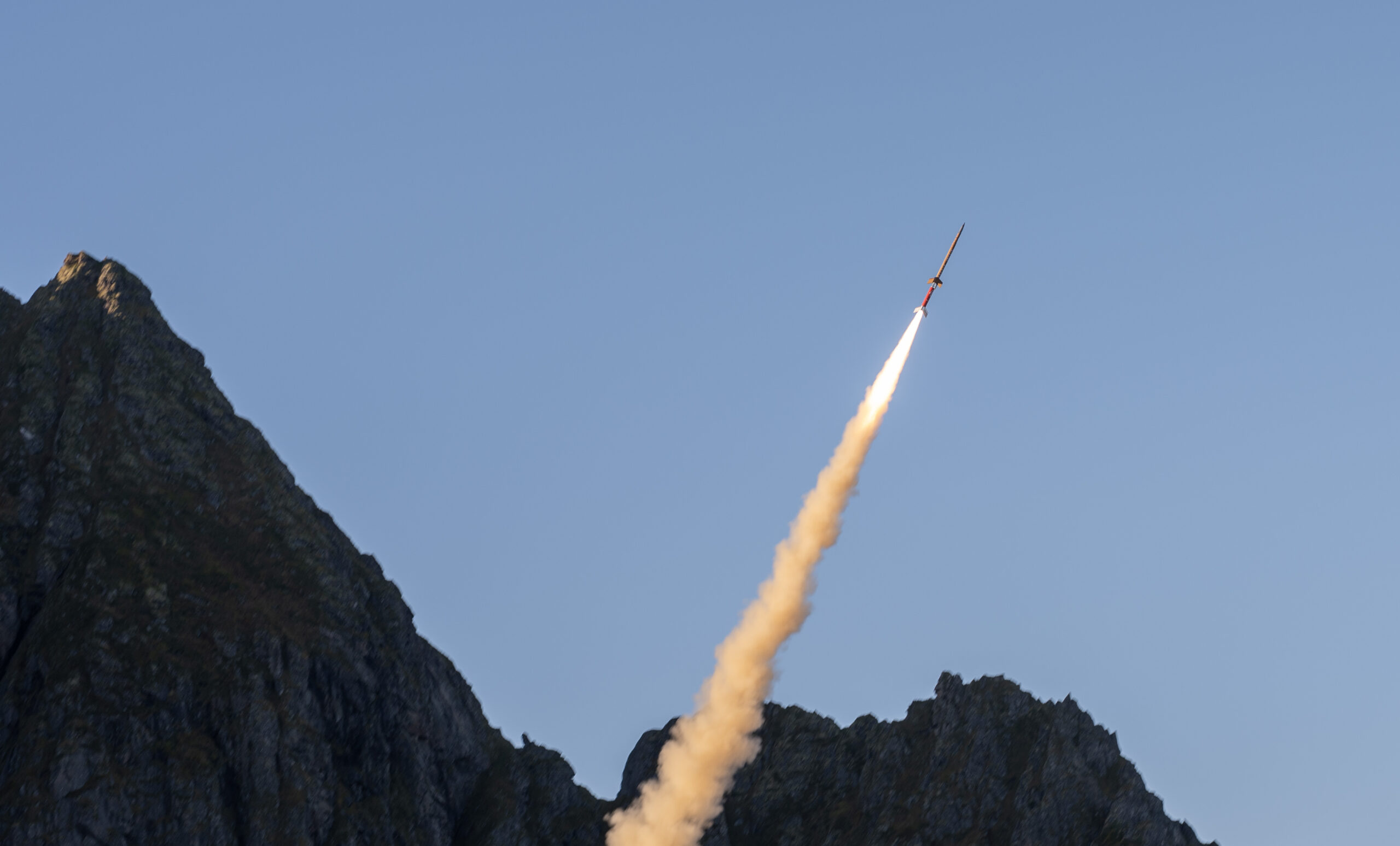 Photo of the ATHEAt rocket launching from Andøya.